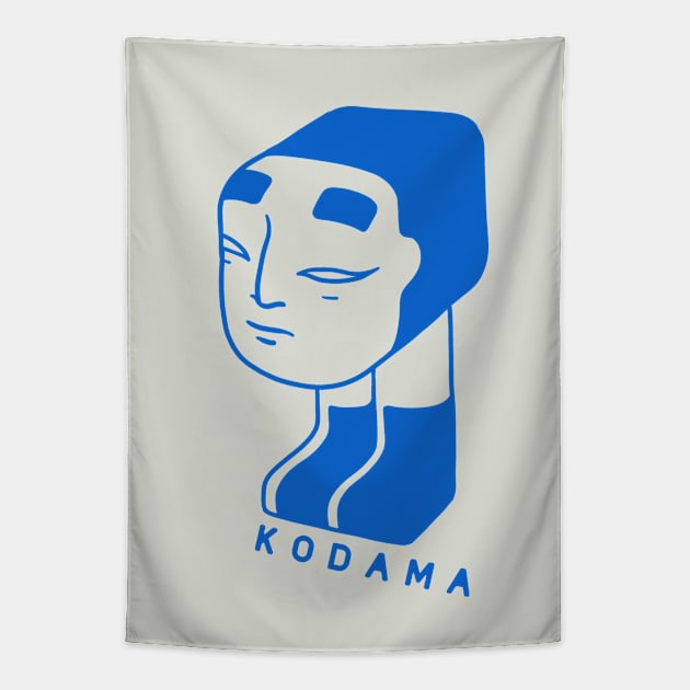 Not a traditional Kodama spirit, a ghost with onna men mask in blue ink Tapestry by croquis design