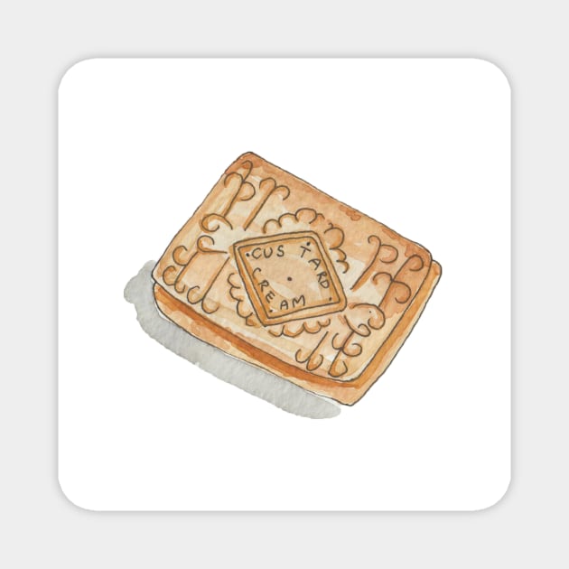 custard cream biscuit Magnet by Kimmygowland