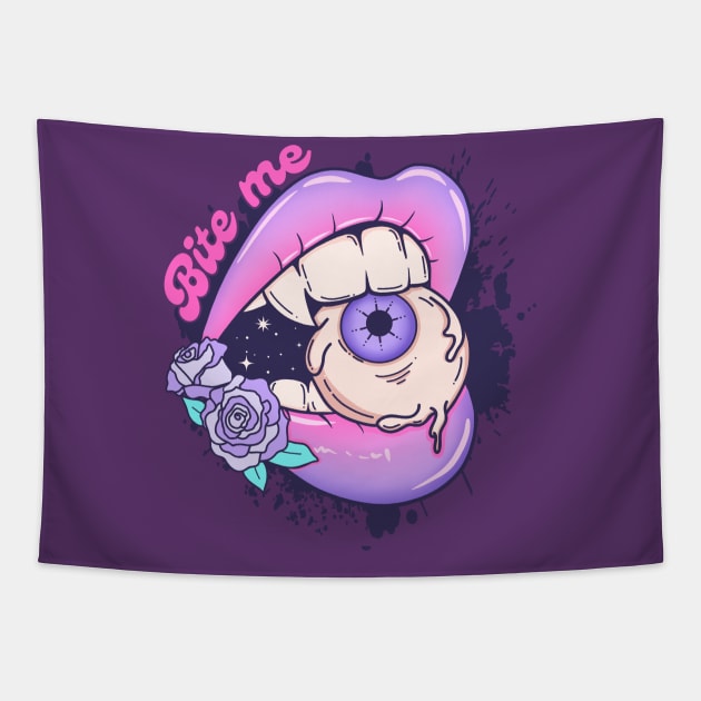 Hot goth bite me Tapestry by Positively Petal Perfect 