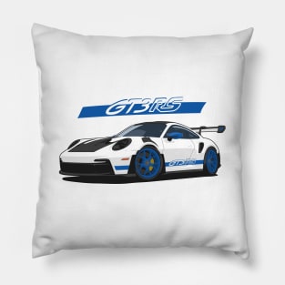 Car 911 gt3 rs white blue Pillow