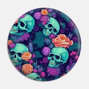 Floral skulls Pin