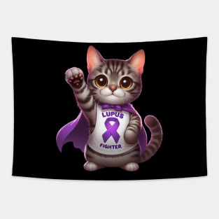 Feline Warrior: Cute Cat Lupus Fighter Tapestry