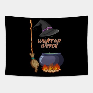 What up Witch funny halloween Tapestry