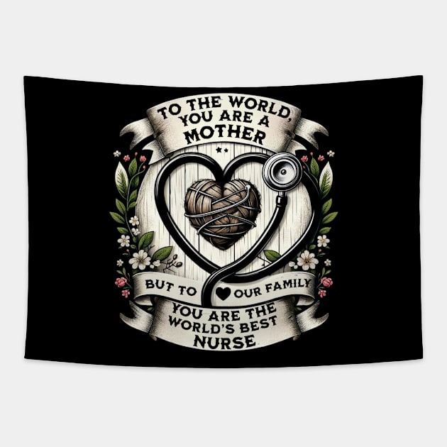 Mother's day MOM world's best nurse. Tapestry by TaansCreation 