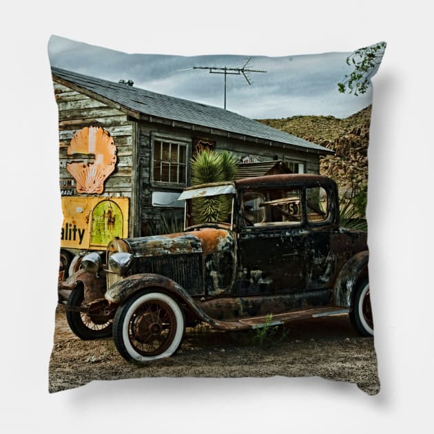 vintage classic car old service station Pillow by STYLISH CROWD TEES