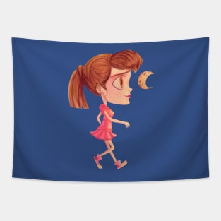 Lunar walk Girl Tapestry