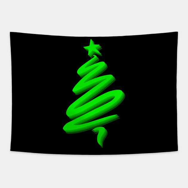 Simple Merry Christmas tree Tapestry by All About Nerds