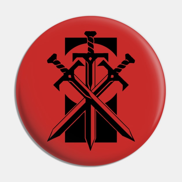 Crossed Swords - Original Logo Banner Sigil - Dark Design for Light Backgrounds Pin by Indi Martin