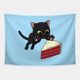 Bombay Cat excited to eat Red Velvet Cake Tapestry