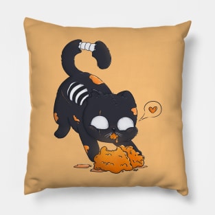 Zombie Cat Eating Brain Pillow