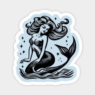 Woodcut Mermaid Magnet