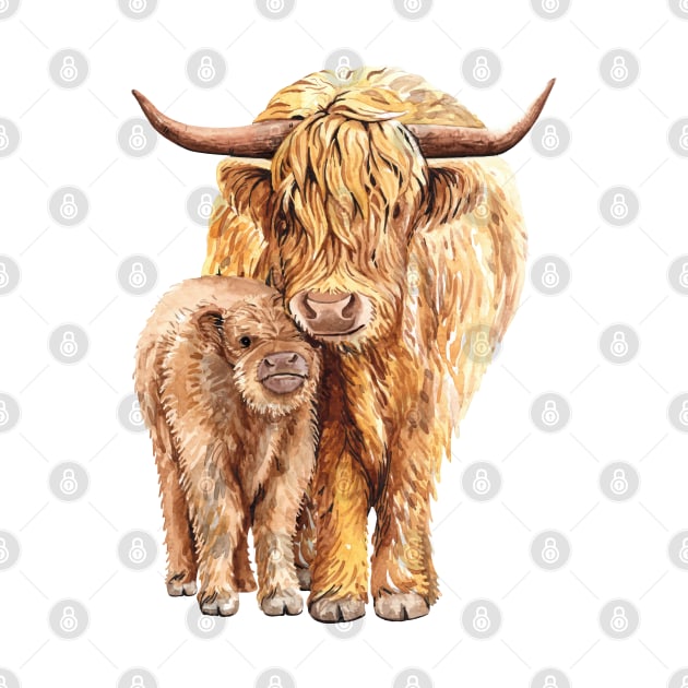 Yak Mom BAby Hand Drawn by Mako Design 