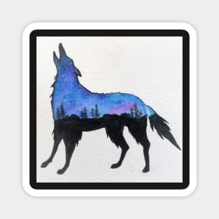 Wolf Howling In The Midnight Sky Magnet