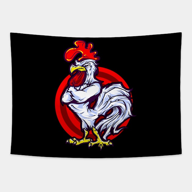 Tough rooster Tapestry by ReignGFX