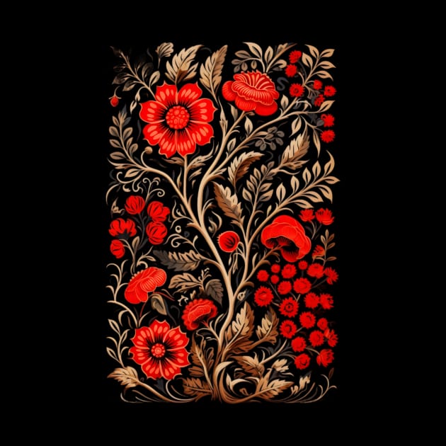 Red and Gold Flower Design by Mistywisp