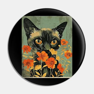 Tonkinese Cat Flowers Photo Art Funny Cat Lover Gift Idea Pin