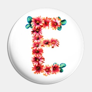 LETTER E WITH FLOWERS Pin