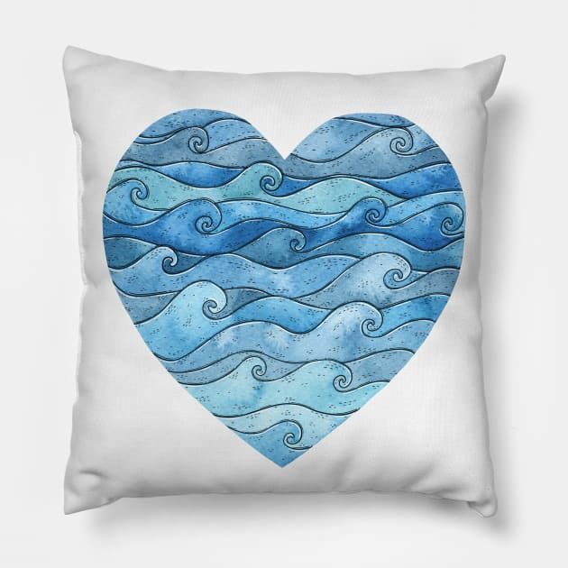 Ocean Heart Pillow by Tania Tania