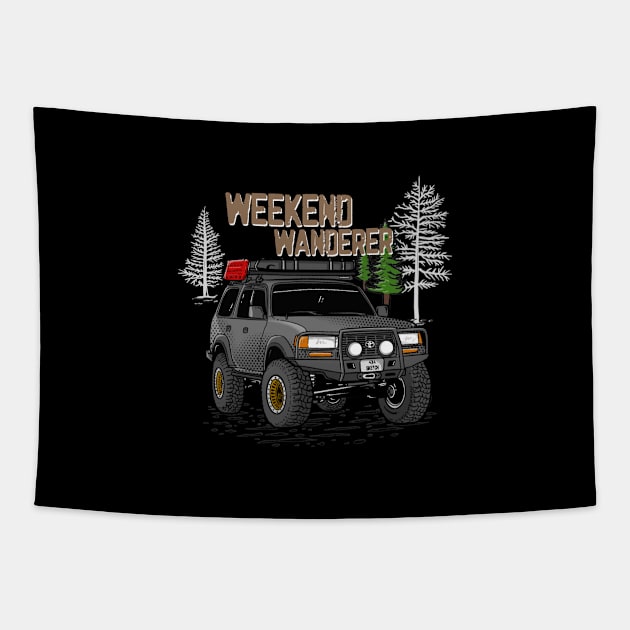 Toyota Land Cruiser Weekend Wanderer - Grey Toyota Land Cruiser for Outdoor Enthusiasts Tapestry by 4x4 Sketch