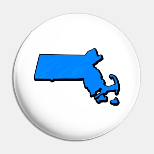 Bright Blue Massachusetts Outline Pin