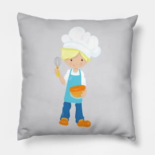 Baking, Baker, Pastry Chef, Cute Boy, Blond Hair Pillow