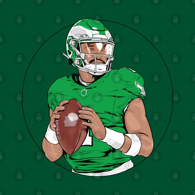 Jalen Hurts Eagles QB (Kelly Green) by RipleyArtShop