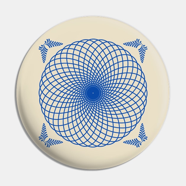 Dark blue orbital paths mandala Pin by Spazashop Designs