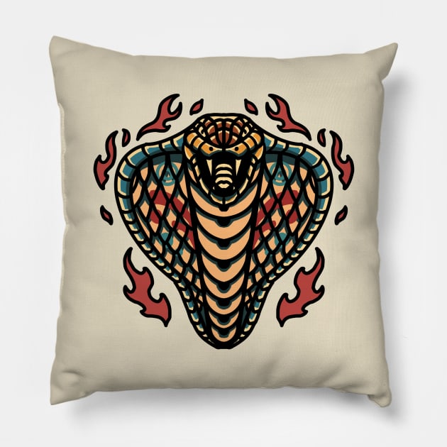 cobra flame tattoo artwork Pillow by donipacoceng