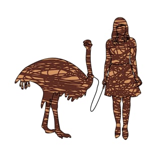 silhouette of a woman with an ostrich T-Shirt