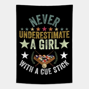 Never Underestimate A Girl With A Cue Stick Tapestry