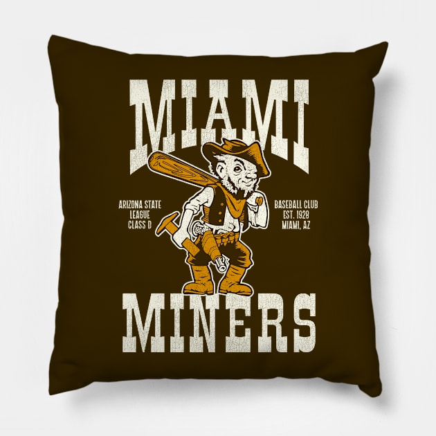 Defunct Miami Miners Baseball Team Pillow by Defunctland