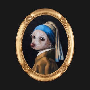 The Dog With the Pearl Earring (Gold Frame) T-Shirt