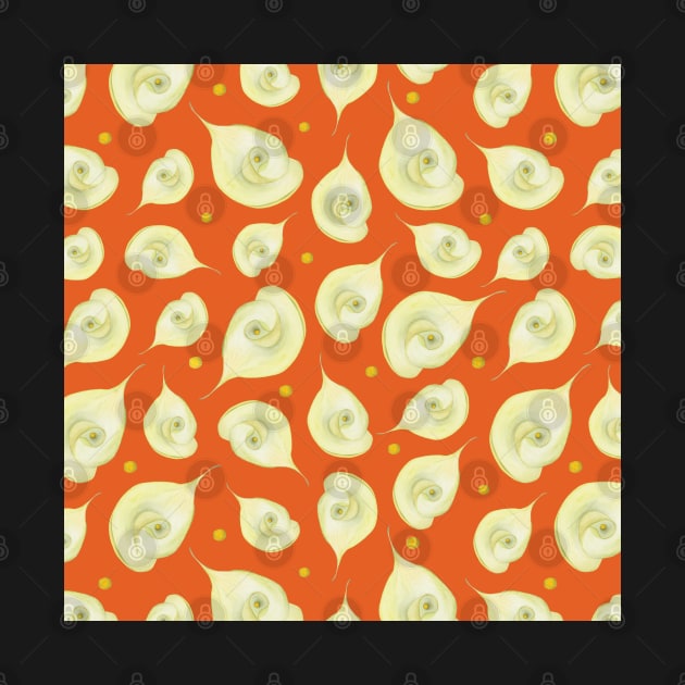 Delicate Flower Pattern Orange Background by VeraAlmeida