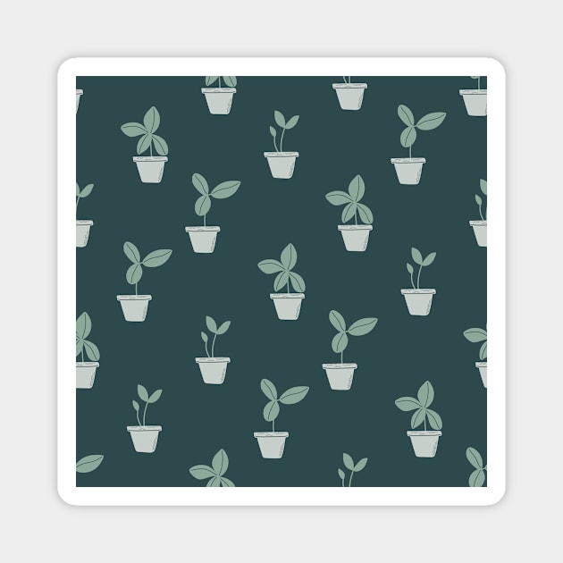 Seamless pattern with potted plants Magnet by DanielK