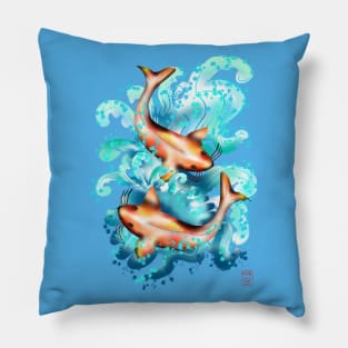 Koi carp making a splash Pillow