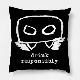 Bloody Mario - the Italian vampire – Drink responsibly. (white on black) Pillow