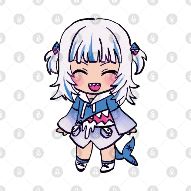 chibi happy shark girl by mudwizard