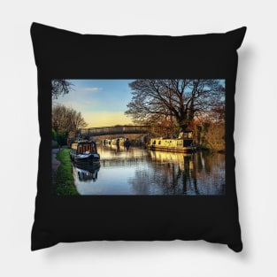 Moored At Monkey Bridge Newbury Pillow