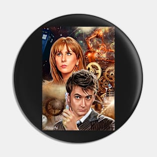 10th Doctor/ time machine steampunk Pin