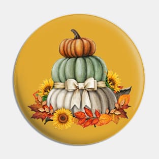 Thanksgiving -Pumpkin Tower,Sunflowers,Autumn Leaves Pin