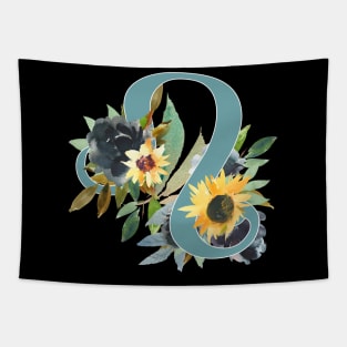 Leo Horoscope Zodiac Blue Sunflower Design Tapestry