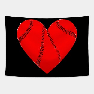 baseball red heart Tapestry