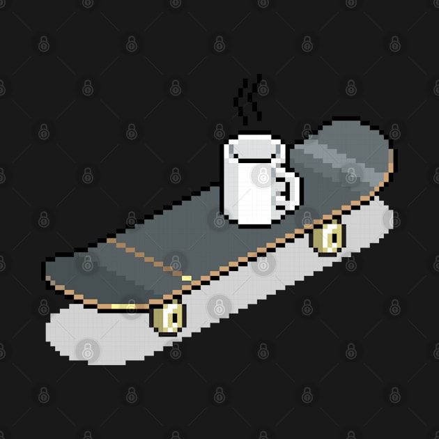 Retro 8 bit skateboard and cup by AdiDsgn