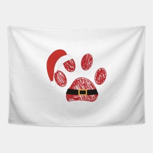 paw prints Santa Claus hat Tapestry