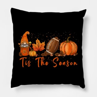 Tis The Season Pumpkin Leaf Latte Fall Thanksgiving Football Pillow