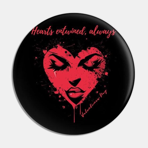 Hearts entwined, always. A Valentines Day Celebration Quote With Heart-Shaped Woman Pin by DivShot 