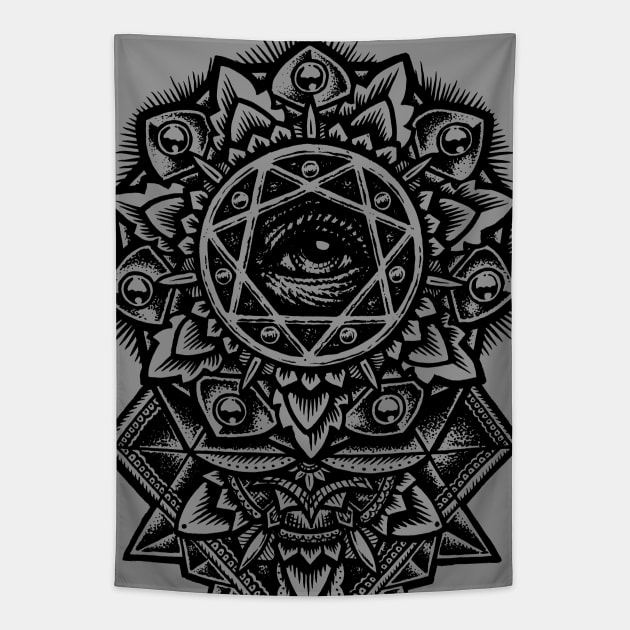 Eye of God Sacred Geometry Mandala Tapestry by Roberto Jaras Lira