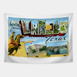 Greetings from Laredo Texas, Vintage Large Letter Postcard Tapestry