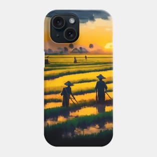 [AI Art] Sunset field workers Phone Case