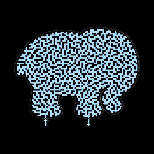 Elephant Shaped Blue Maze & Labyrinth T-Shirt by gorff